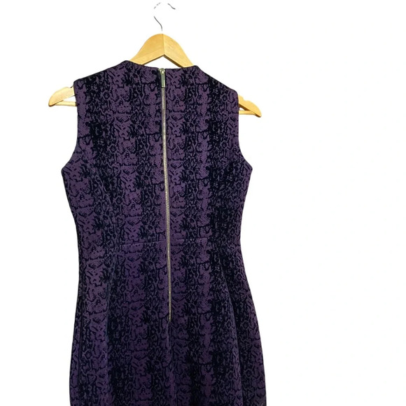 Calvin Klein Flocked Scuba Python Print Sheath Dress Aubergine/Black Size 6 - Picture 12 of 12